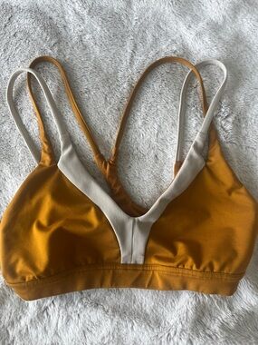lululemon athletica Mustard Yellow Sports Bra with Cream Trim